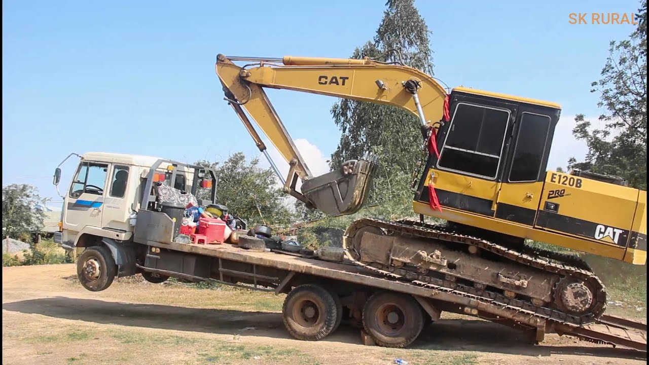 Excavator Climbing On transportation E120B YouTube