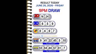 Lotto Result Today 9PM - June 26, 2026 #2dlotto #3Dlotto #lottoresult #lotto #3dlotto #win #stlswer3