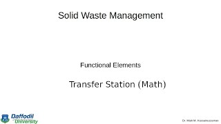 Lecture: Transfer Station Math