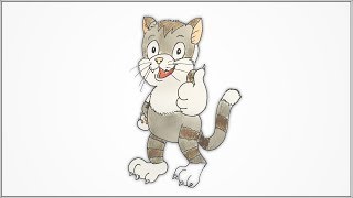 How to draw a cute pet cat doing thumb up step by step