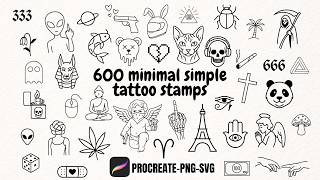 600 Minimalist Tattoo Stamps for Procreate | estattooidea screenshot 5
