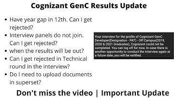🔴Important Cognizant GenC Results update | Interview cancelled | Year gap in 12 | Below 60% |