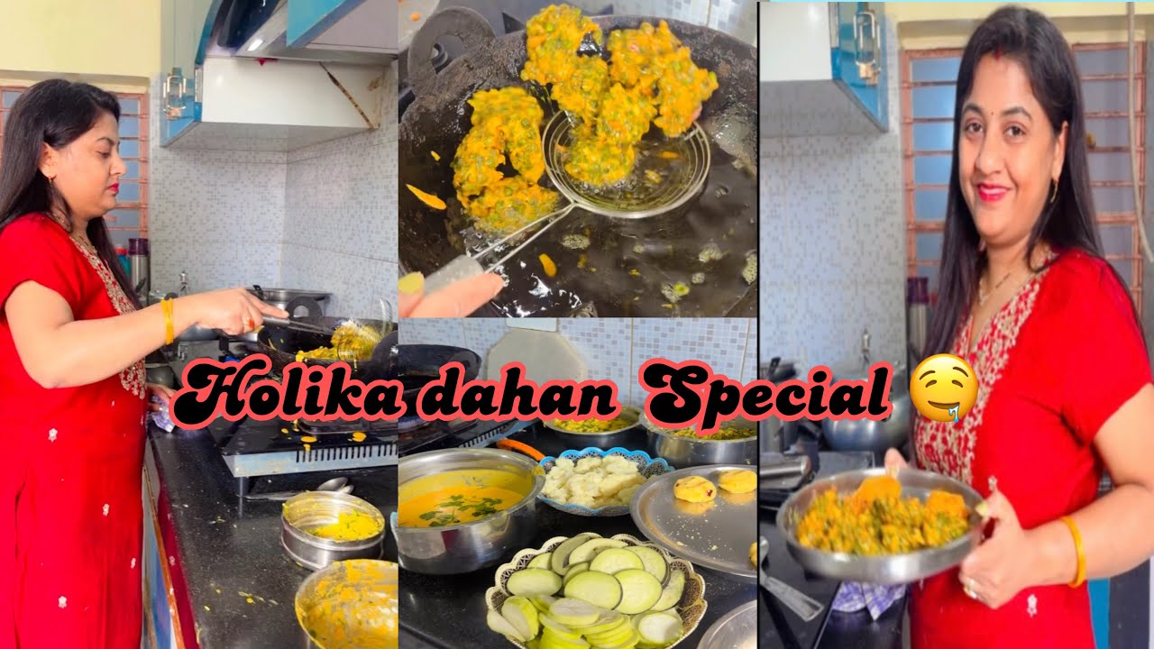 Holi ke first day - holika dahan pe bane etne sare pakore 🤤 #holi #holispecial @nikkusumitofficial 