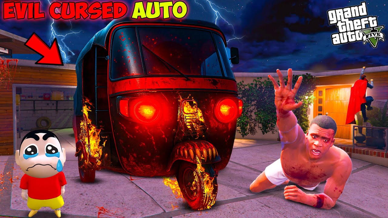 Franklin & Shinchan vs KILLER CURSED AUTO With Avengers In GTA 5