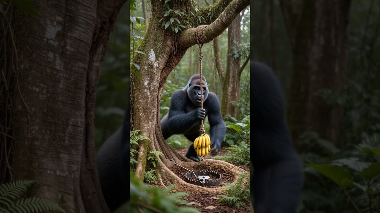 "Trapped in the Haunted Jungle: The Gorilla’s Terrifying Roar"