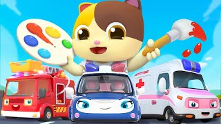 Let's Color Toy Cars | Fire Truck, Police Car, and Ambulance | BabyBus Nursery Rhymes & Kids Songs