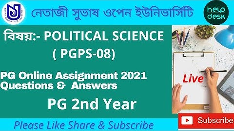 NSOU PG Political Science (PGPS-08) 2nd Year Assignment 2021 | Questions Answers | Nsou | HelpDesk