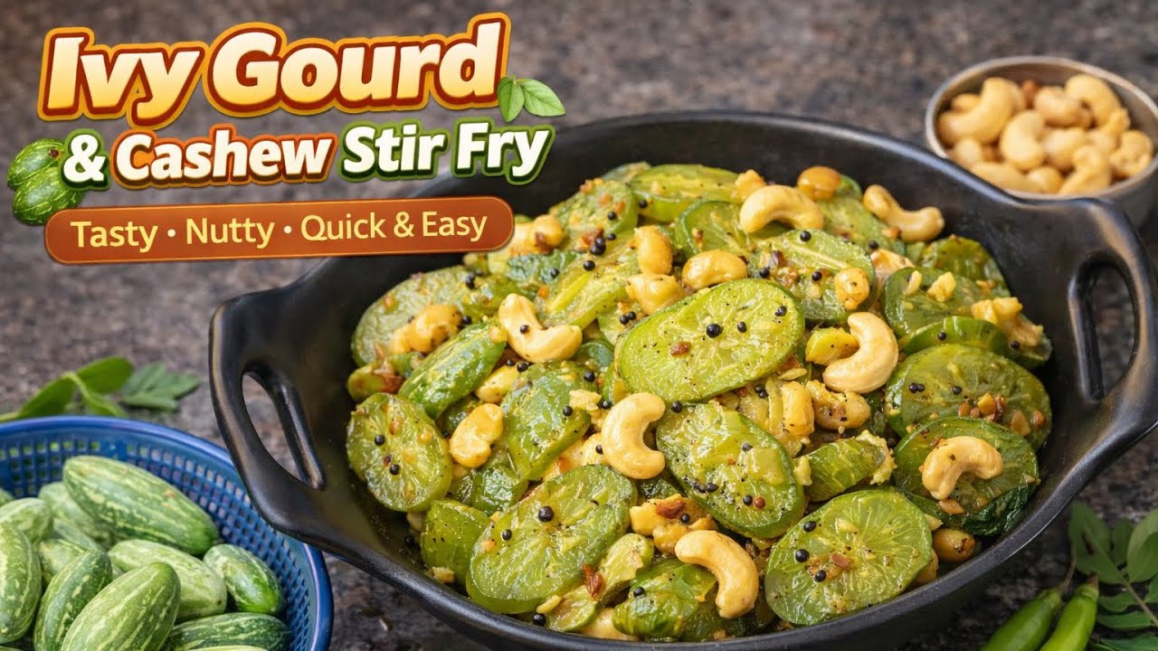 ಮನೆಯಲ್ಲಿ ಬೆಳೆದ ತೊಂಡೆಕಾಯಿ ಹಾಗೂ ಗೋಡಂಬಿ ಪಲ್ಯ /Evey guard Stirfry 