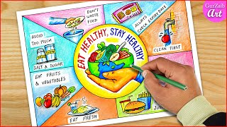 World Food Day Poster Drawing / Eat Healthy Stay Healthy project chart screenshot 5