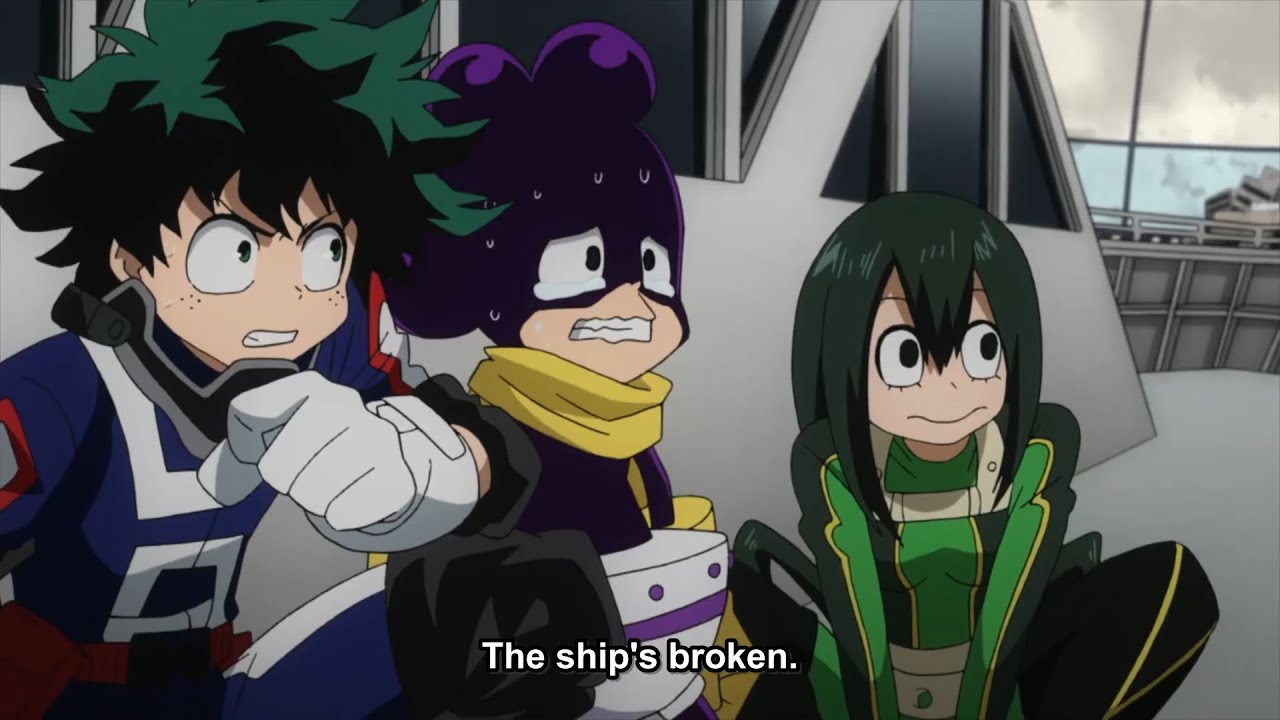 Deku, Tsuyu and Mineta Team vs Villains First Battle