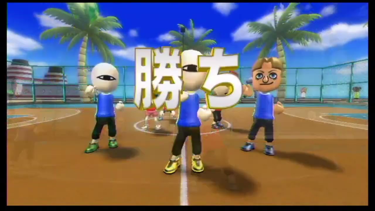 Wii Sports Resort 対人戦バスケの速射3P速すぎて反応できない件 - YouTube