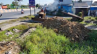 Just New Project!! KOMATSU D20P Dozer &amp; 6-Wheel Dump Trucks Filling Flooded Land Along the Road