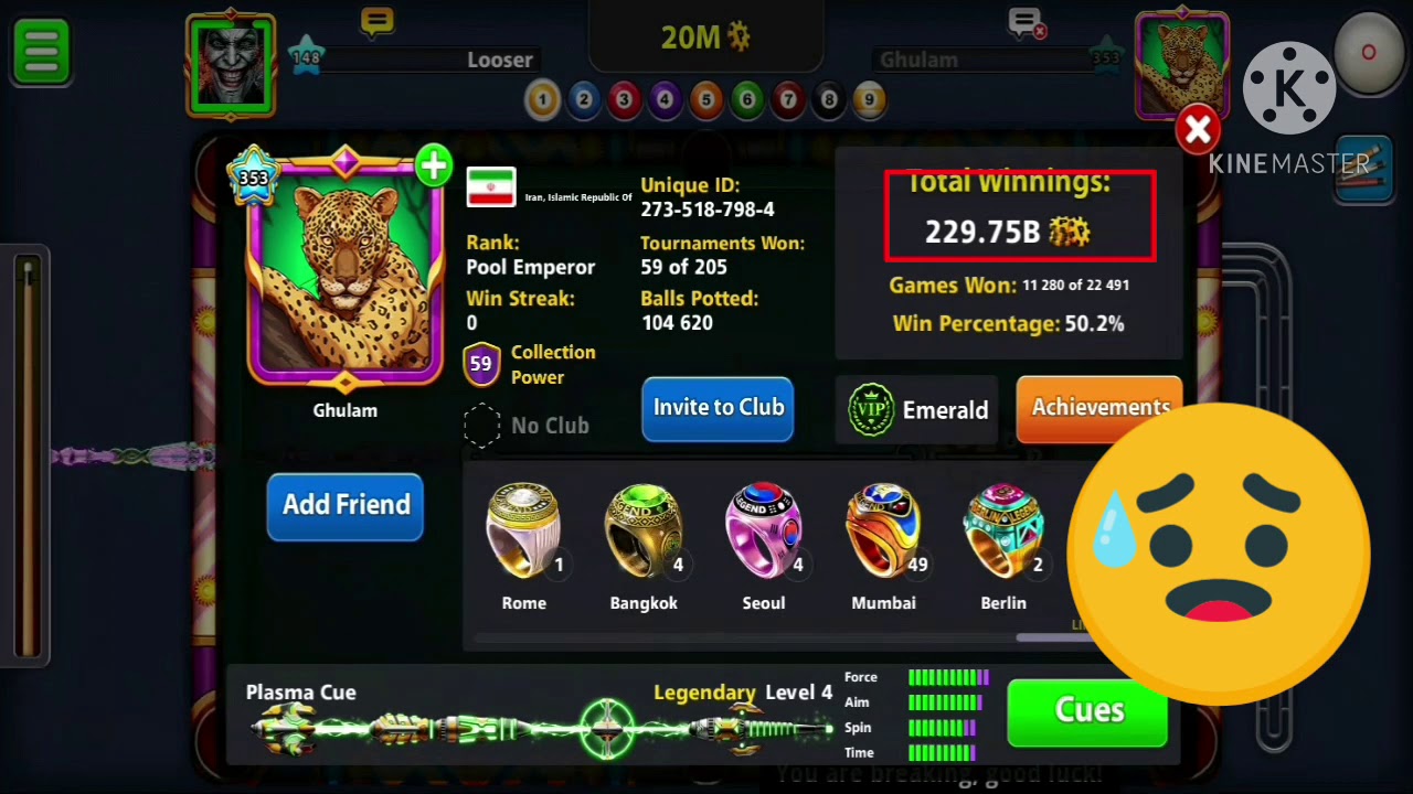 9 ball pool golden break😍🤩with legendary cue