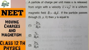 A particle of charge per unit mass alpha is released from origin with a velocity Vector v = vo i cap