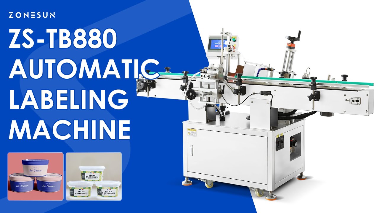 ZONESUN Automatic Tapered Label Applicator Bottle Labeling Machine Conical Container ZS-TB880