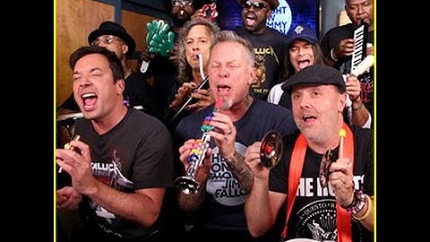 Metallica The Roots and Jimmy Kimmel play Enter Sandman on classroom instruments