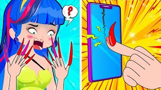Mermaid Princess Wearing The Longest Nails For 24 Hours | Girl Problems with Long Nails