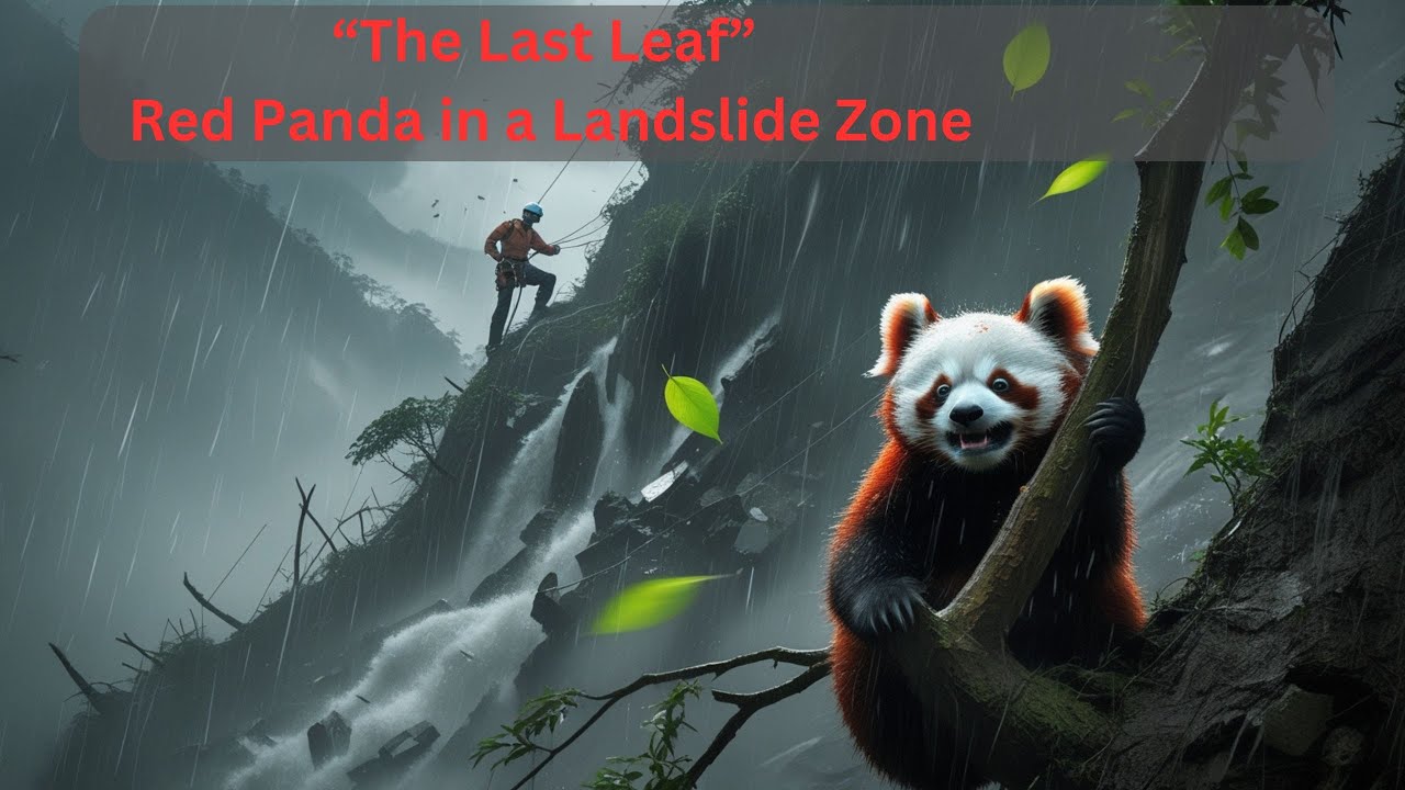 🍃 “The Last Leaf” — A Red Panda’s Silent Struggle Beneath the Falling Forest 🐾🌧️