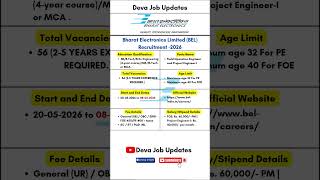 BEL Recruitment 2026 | 56 Vacancies | Field Operation Engineer &amp; Project Engineer Jobs | Apply Now
