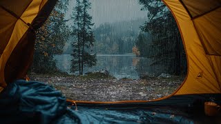 Solo Camping In Heavy Rain | Block Negative Emotions And Sleep Well With Rain On The Tent In Forest
