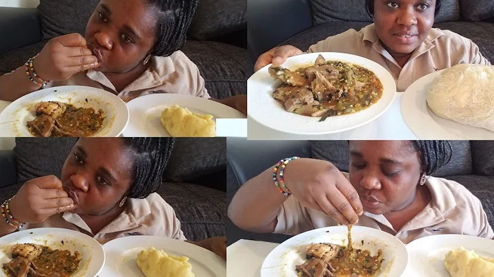 Mukbang| Nigeria African Food Mukbang | Tasty SeaFood Okra Soup & Plantain Fufu