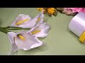 Diy  how to make calla lily satin ribbon flower easy