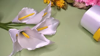 DIY | How To Make Calla Lily Satin Ribbon Flower Easy