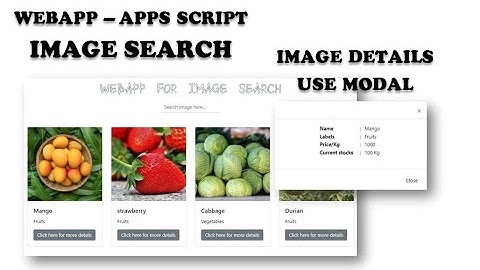 Apps Script - WebApp For Image Search | Image Detail Use Popup Modal | Adjustable From Google Sheets