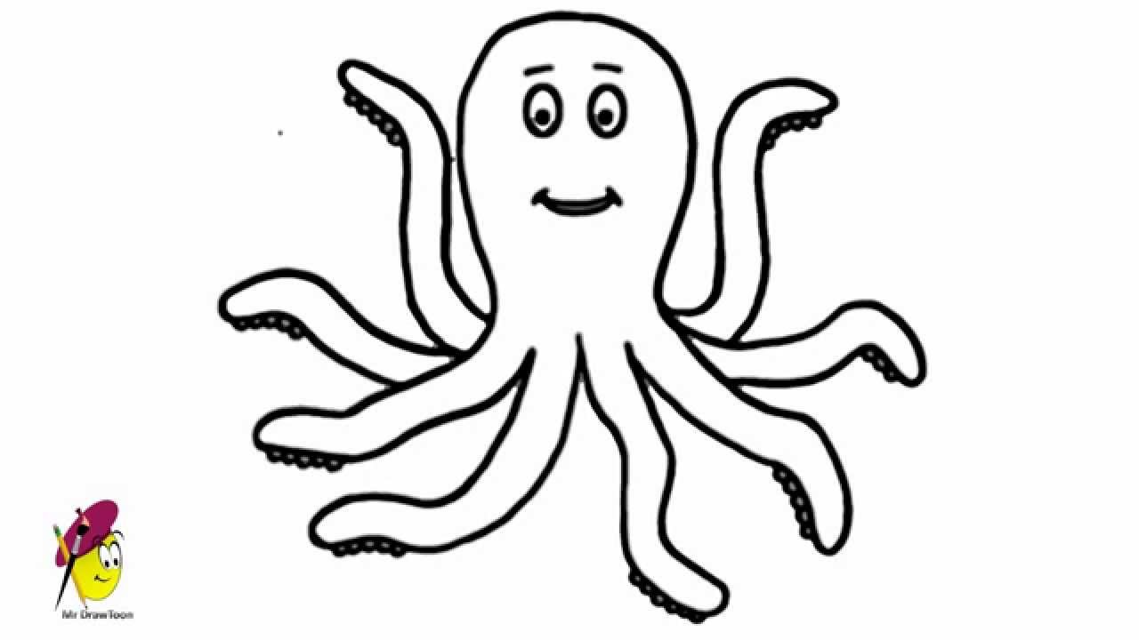 Happy Octopus - Sea Animals - Easy Drawing - how to draw an Octopus