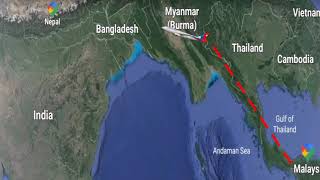 Malaysia to Kathmandu flight map August 7, 2021