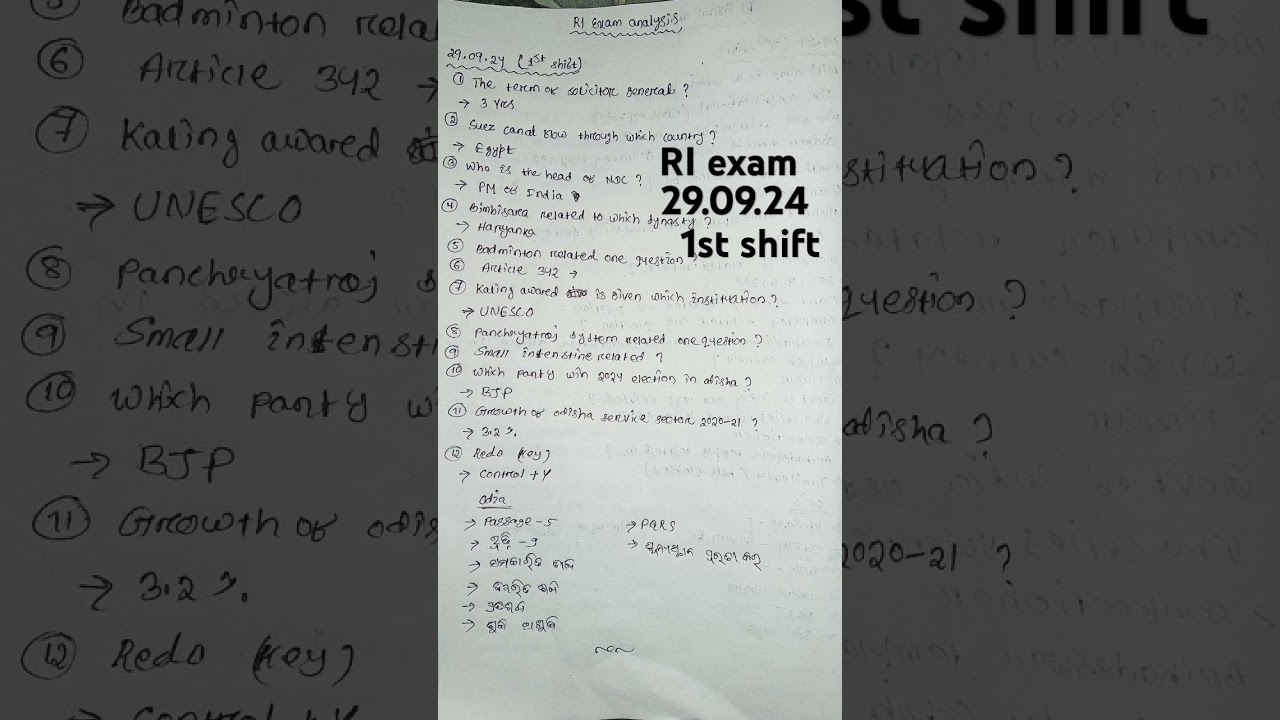 RI exam 29.09.24 1st shift exam analysis video