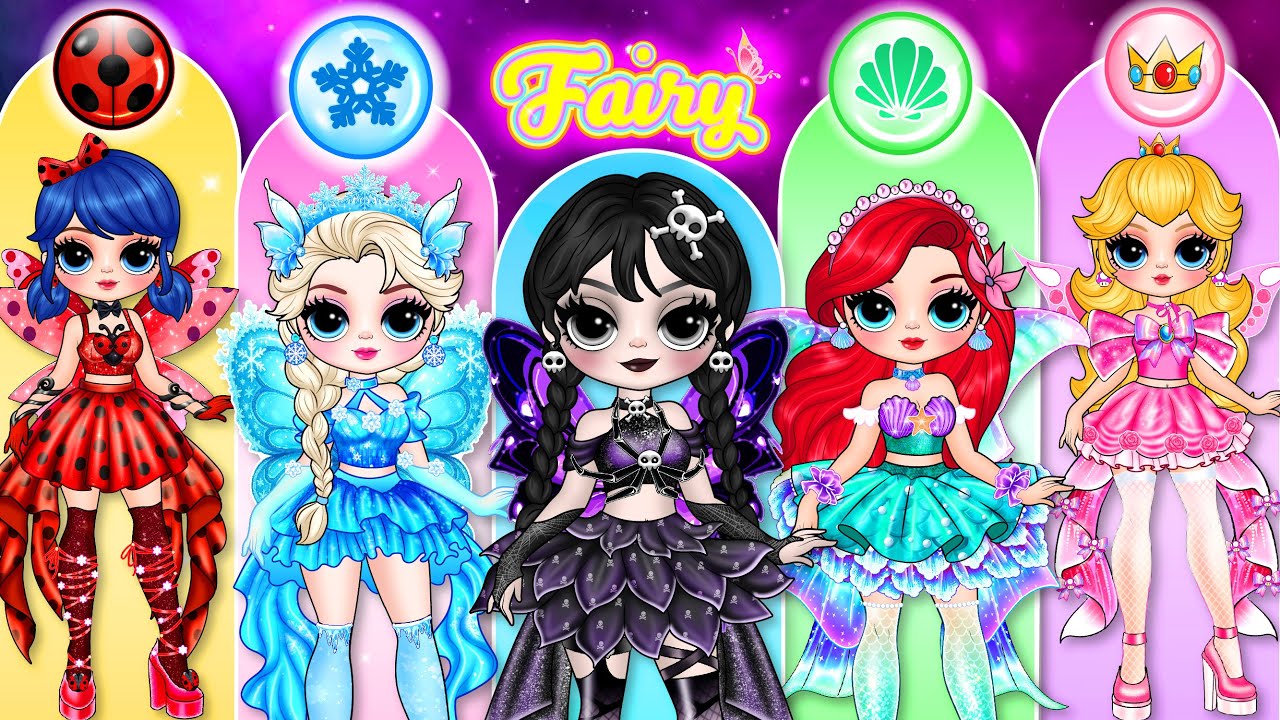 Elsa, Wednesday & Ladybug's Amazing FAIRY Style Revealed | DIY Fashion Paper Story
