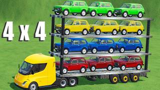 TRANSPORT OF COLORS! QUADDECK TRAILER! 12 COLOR Cars on a 4-LEVEL CAR CARRIER! FS22 screenshot 5