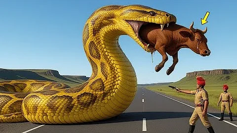 Heroic Rescue: Brave Team Saves Mother Cow from Giant Python Attack 🐍