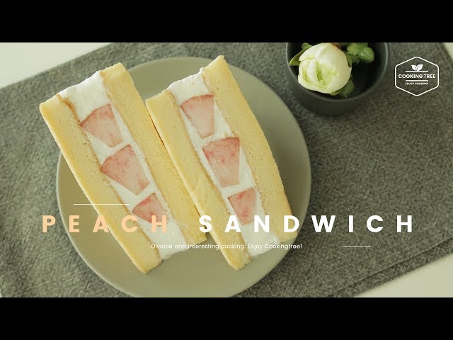 보들보들( ๑ ᴖ ᴈ ᴖ) 모모산도 만들기 복숭아 샌드위치 : Peach sandwich Recipe - Cooking tree 쿠킹트리*Cooking ASMR