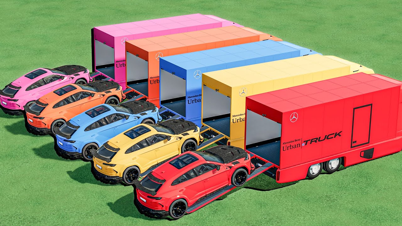 Animation mit Farben !Wie wurden die Lamborghini  auf einem Mercedes Elektro-Lkw