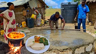 Incredible! African Village Life:Completing Tank Base & Cooking Authentic Chicken🍗 Curry Feast