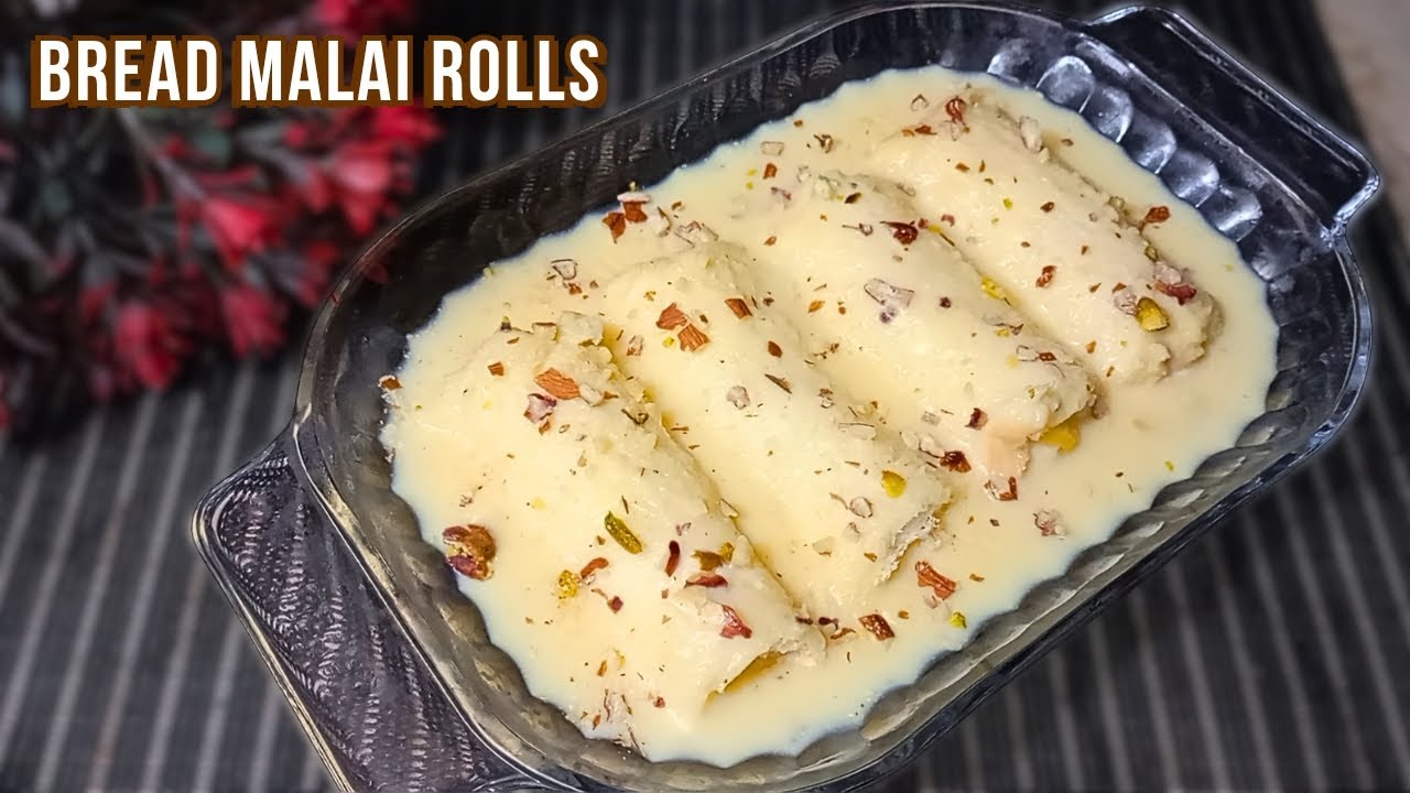 Bread Malai Roll Recipe | 10 Minutes Dessert | Custard Malai Roll Recipe 