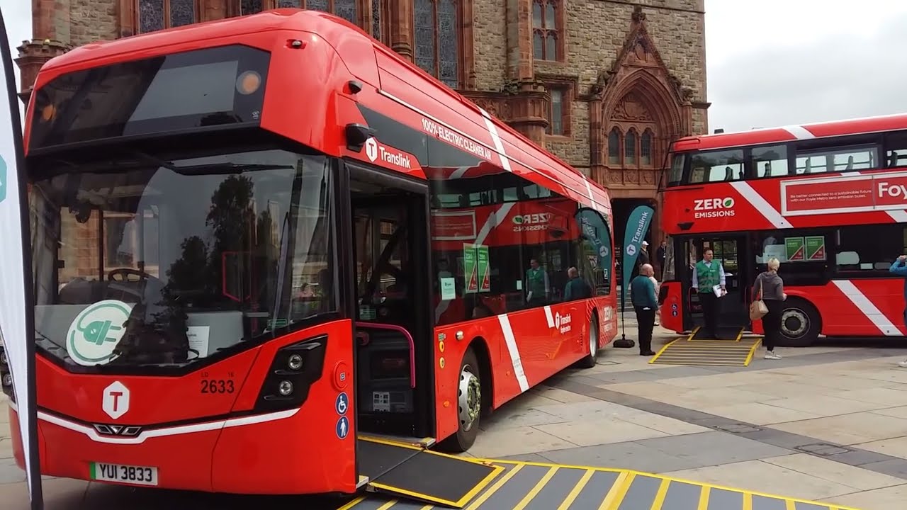The official tour on Translink foyle metro 2633 & 3613 parked at the Guildhall in Derry.