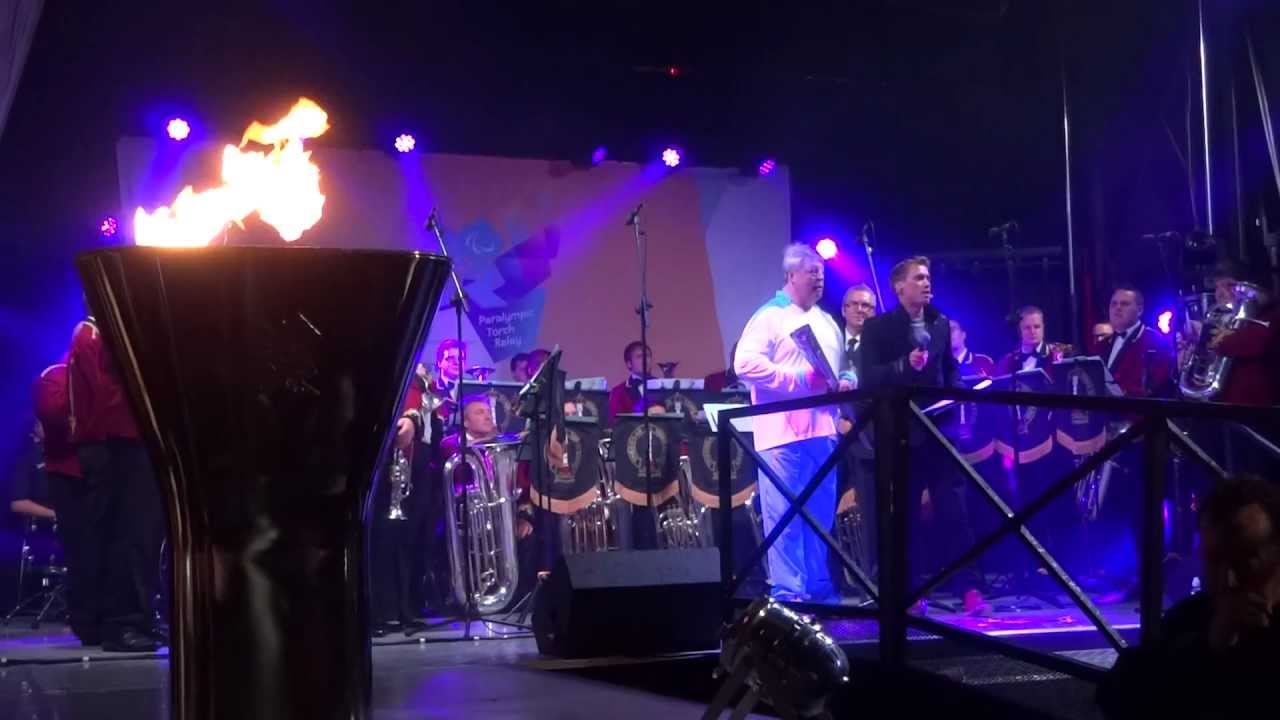 News Event : Cardiff Paralympic Flame Festival : Lighting of the Cauldron by Simon Weston, OBE