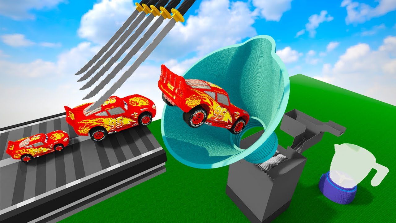 Big Small McQueen Cars vs Katana Sword! and Shredder Factory | Teardown