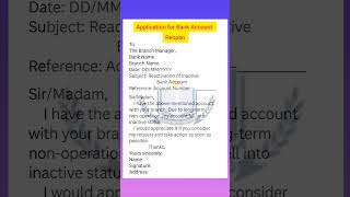 Application For Bank Account Reopen How To Write Application