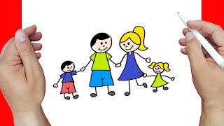 How to draw a family easy and fast 👨‍👩‍👧‍👦👨‍👩‍👧‍👦