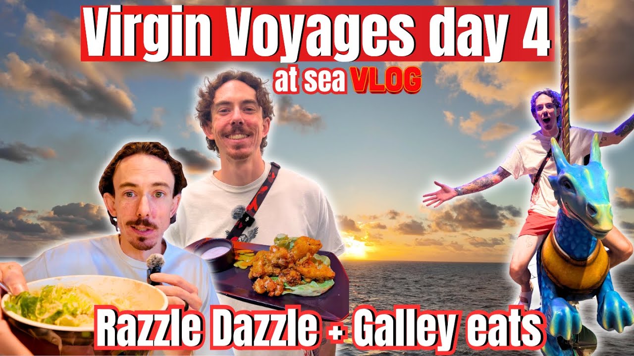 Virgin Voyages Vlog Day 4  Seasick Struggles, Greek Food & Razzle Dazzle Dinner!