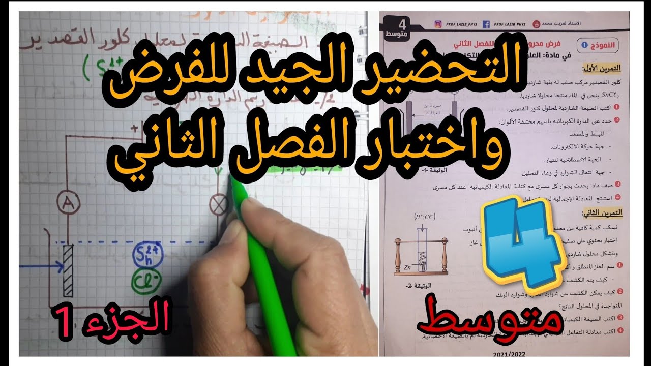 فرض مرشح بقوة  للفصل الثاني فيزياء 4 متوسط رقم 1