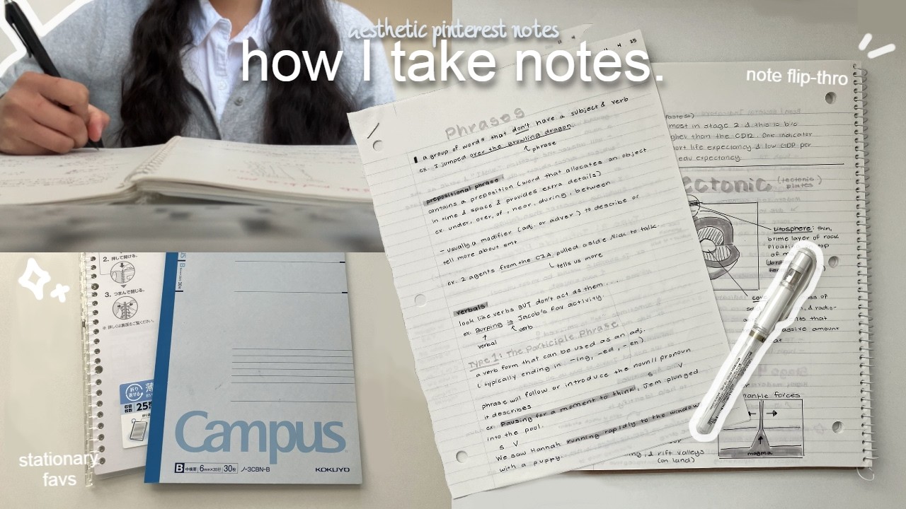how to take aesthetic & efficient school notes 📃💬: stationary + my process, pinterest inspired