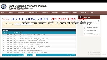 RDVV Jabalpur Third Year Time Table  II B.A./B.Sc./B.Com/B.H.Sc. 2025