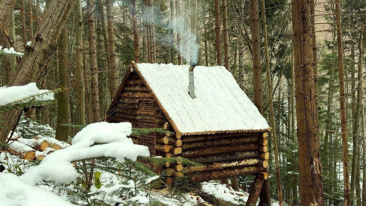 Building a Bushcraft Log Cabin for Survival in the Woods, Life Off The ...