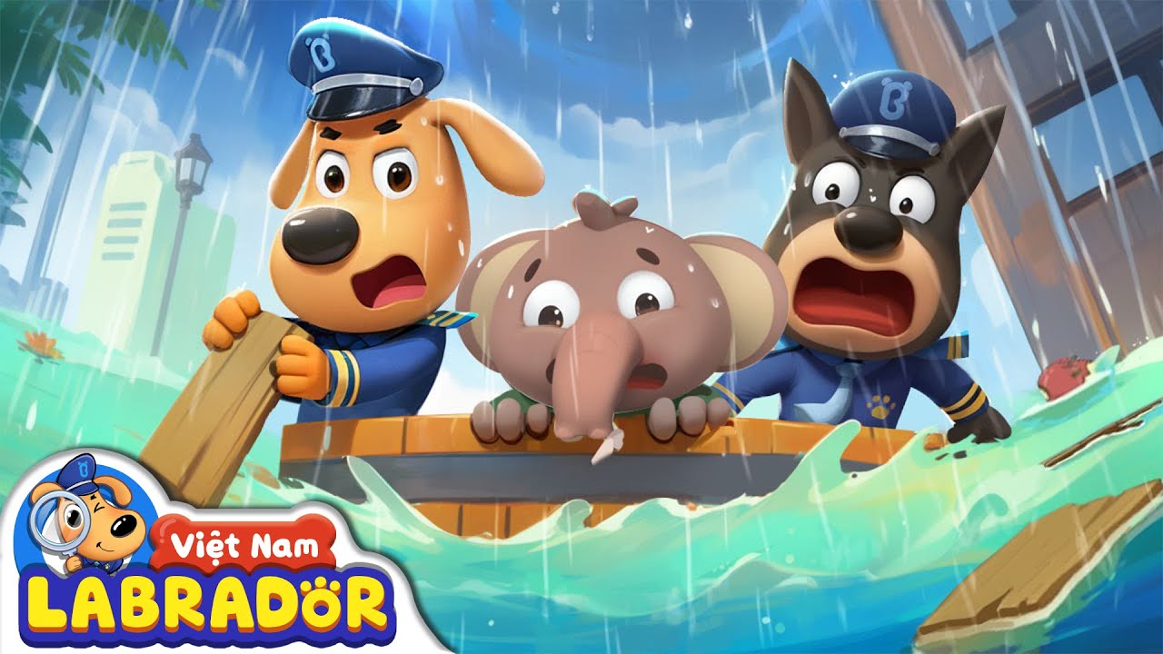 Cẩn thận với đường bị ngập | Giải cứu khỏi trận lũ | Hoạt hình cảnh sát trưởng Labrador | BabyBus