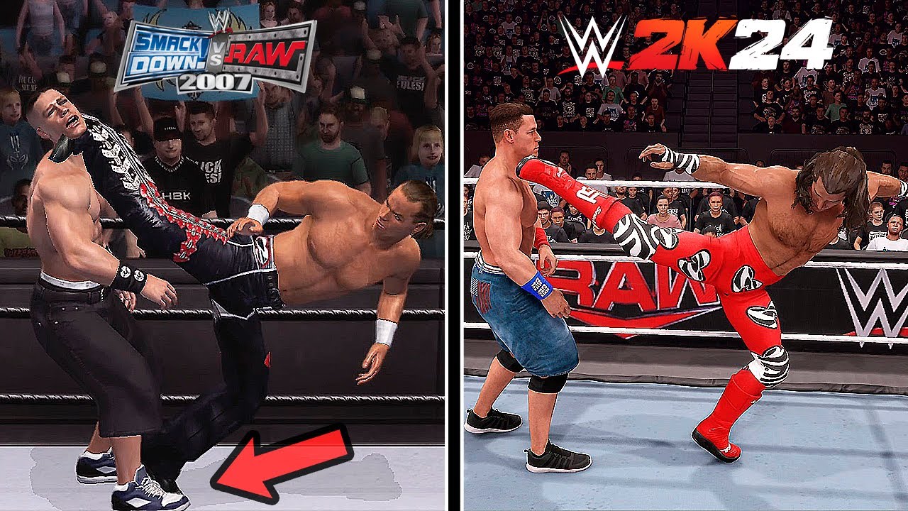 WWE Smackdown vs Raw 2007 Vs. WWE 2K24 (Epic Finishers Comparison) !!!
